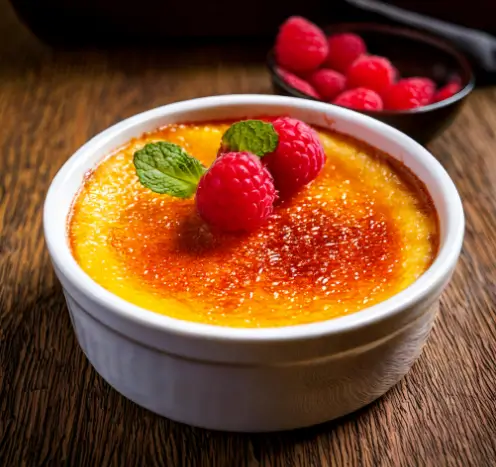 Delicious crème brûlée with a crispy caramelized sugar topping