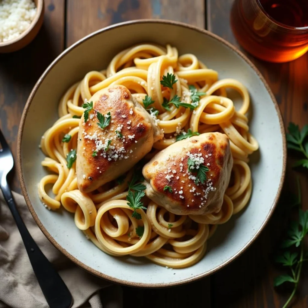 Delicious chicken thigh pasta dish with creamy sauce and fresh herbs – how long to cook chicken thighs for pasta dishes