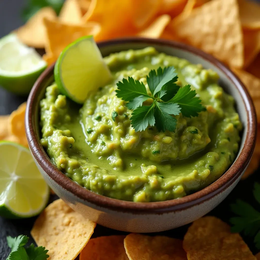 Fresh guacamole with tortilla chips, lime wedges, and cilantro, revealing the secrets to perfect guacamole