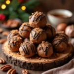 No-Bake Pecan Pie Balls recipe card showing ingredients, instructions, and tips for the best results.