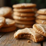 Stacked Brown Sugar Pop Tart Cookies with golden edges and glaze